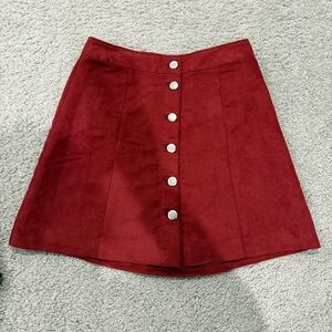 Red Faux Suede Skirt Sz 4